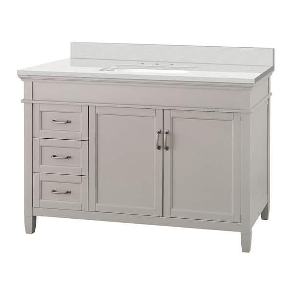 Home Decorators Collection Ashburn 49 in. W x 22 in. D Vanity Cabinet in Gray with Engineered Marble Vanity Top in Snowstorm with White Basin
