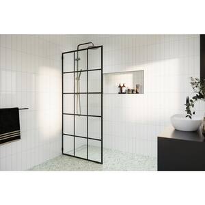 French Monture Noir 36 in. W x 78 in. H Fixed Single Panel Frameless Shower Door in Matte Black with Clear Glass