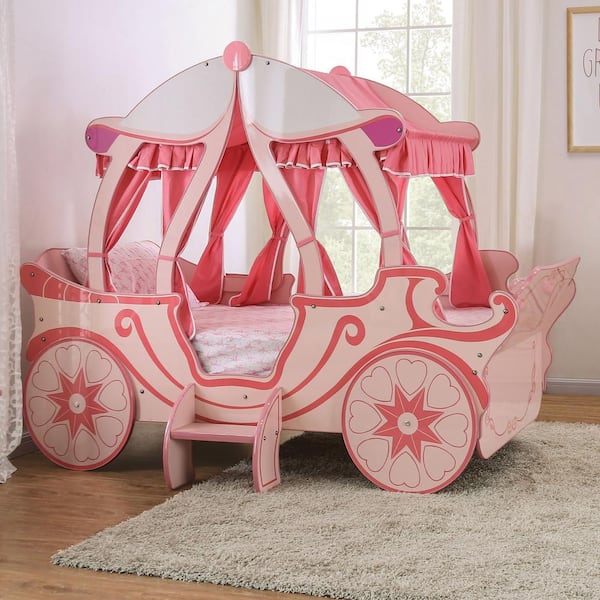 Colono Pink Twin Princess Carriage Composite Platform Bed