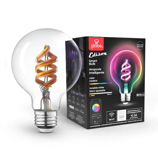 Globe Electric 7-Watt (60-Watt Equivalent) G25 Shape E26 Base Wi-Fi Smart LED Light Bulb, Multi-Color Changing RGB, Tunable White