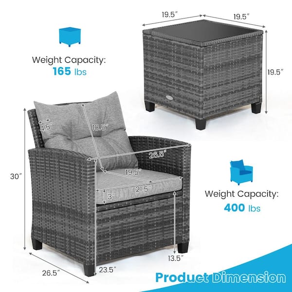 Ainfox Piece Patio Bistro Set, Outdoor Patio Wicker Furniture