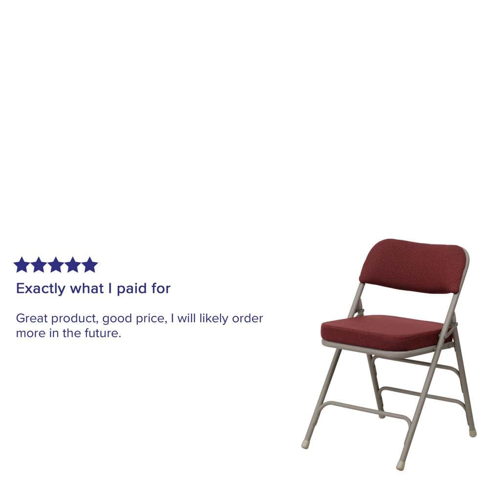 Hercules Series Burgundy Fabric Metal Folding Chair with Adjustable Height