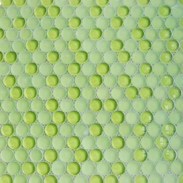 Ivy Hill Tile Contempo Lime Circles 12 in. x 11-1/2 in. 8mm Polished and Frosted Mosaic Tile (0.96 sq. ft. )