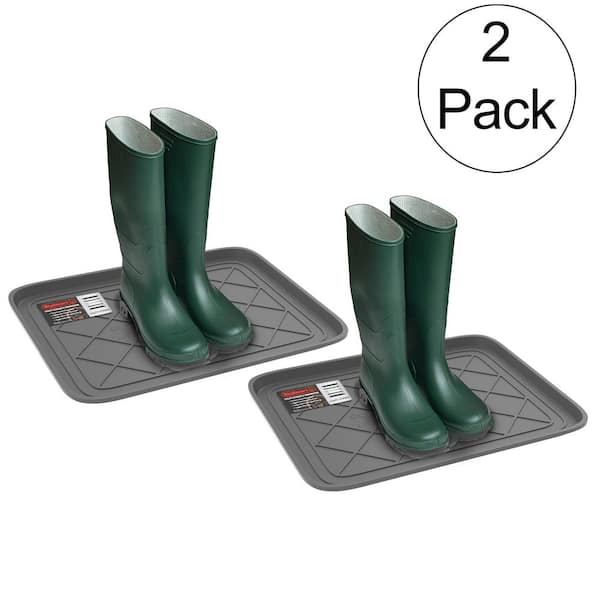 Stalwart 24x15 All Weather Boot Tray with Water Resistant Plastic Utility  Shoe Mat for Indoor and Outdoor Black