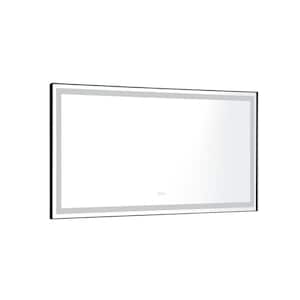 72 in. W x 36 in. H Large Rectangular Aluminium Framed Dimmable Anti-Fog Wall Bathroom Vanity Mirror in Black