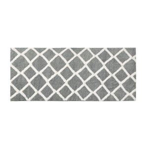 Renu 24 in. x 60 in. Gray Reversible High Pile Tufted Microfiber Rectangle Bath Rug