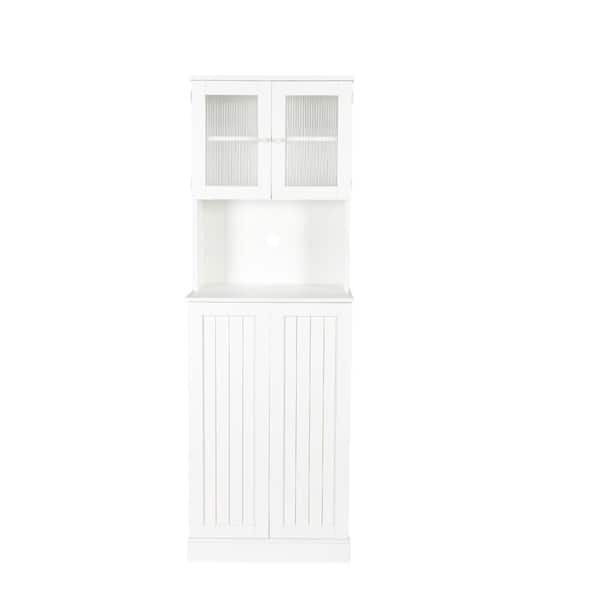 Tileon 70.87" H Pantry Cabinet Tall Storage Cabinet with Microwave Stand, Kitchen Hutch with Doors and Adjustable Shelves-White