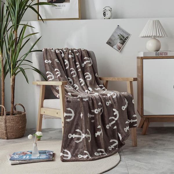 Coffee Anchor Fleece Throw Blanket
