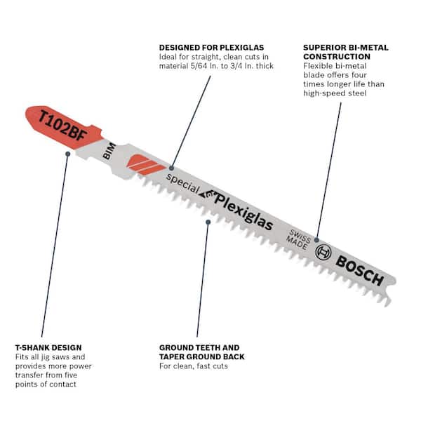 Bosch 3-Pack 3-5/8-in T-shank Bi-metal Jigsaw Blade Bosch 3-Pack 3-5/8-in T-shank Bi-metal Jigsaw Blade