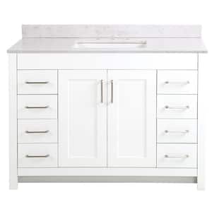 Westcourt 49 in. W x 22 in. D x 39 in. H Single Sink  Bath Vanity in White with Pulsar  Stone Composite Top