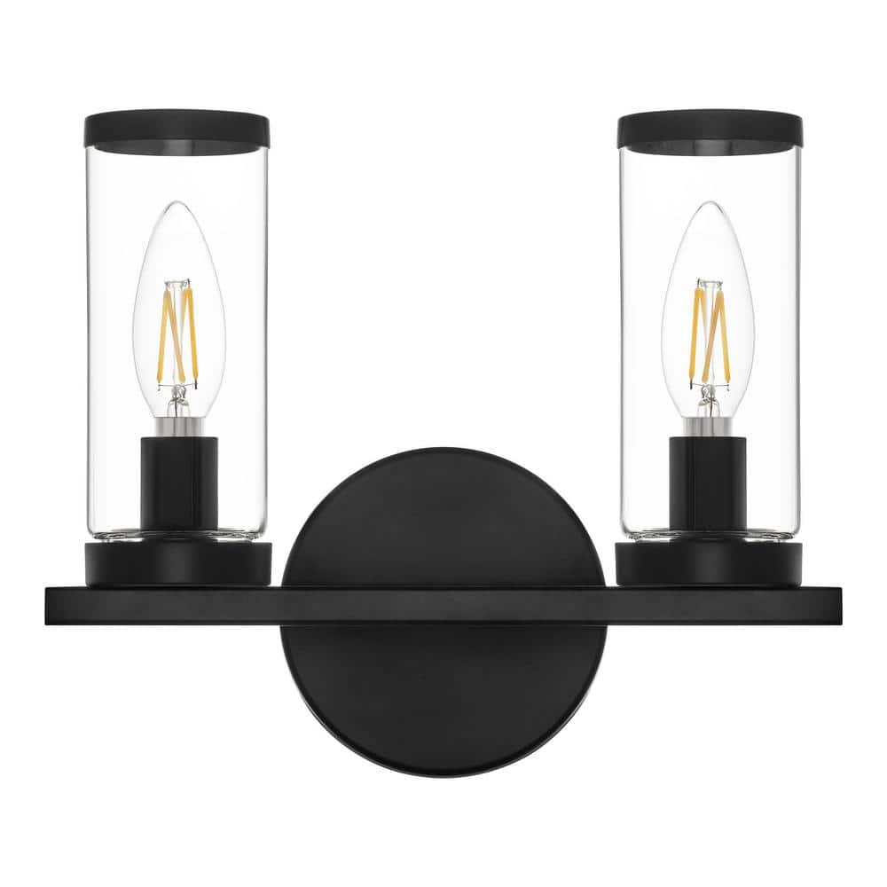 Hampton Bay Loveland 10.5 in. 2Light Black Bathroom Vanity Light