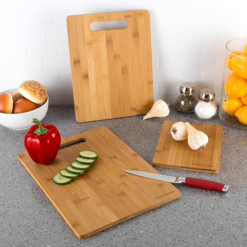 3-Piece Wooden Bamboo Cutting Board Set - thumbnail 6