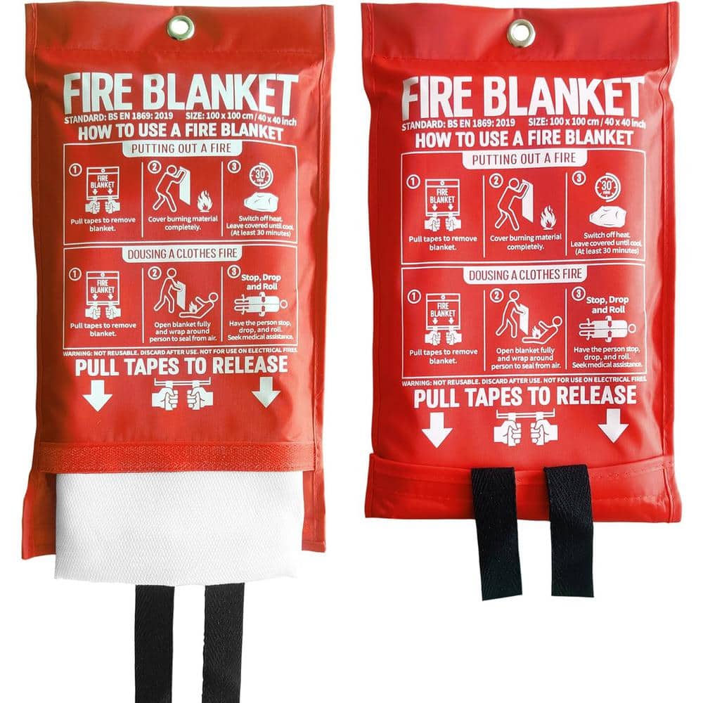 40 in. x 40 in. Fiberglass Emergency Fire Blanket for Kitchen and Home (2-P