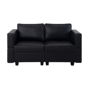 61.02 in. W Faux Leather Loveseat Streamlined Comfort for Your Sectional Sofa in Black