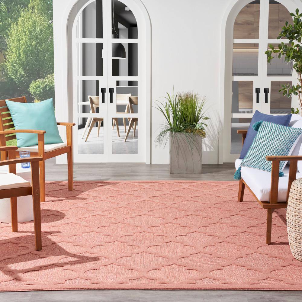 Coral and Orange Trellis 9' x 12' Synthetic Area Rug