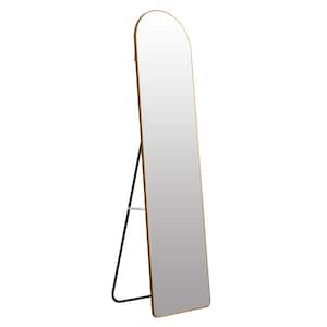 16.5 in. W x 59.8 in. H Oval Aluminium Alloy Frame Modern Bathroom Vanity Mirror Floor Mirror Wall Mounted In Golden