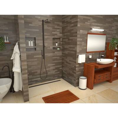 Redi Trench 32 in. x 60 in. Barrier Free Shower Base with Back Drain and Oil Rubbed Bronze Trench Grate