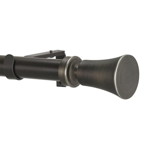 Art Decor 28 in. - 48 in. Adjustable 1 in. Single Curtain Rod Set in Oil Rubbed Bronze with Tama Finial