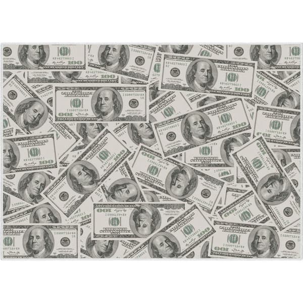 Money Dollar Front 2006A Novelty Printed Green 5 ft. x 7 ft. Area Rug