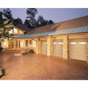 Classic Steel Long Panel 16 ft x 7 ft Insulated 18.4 R-Value  Sandtone Garage Door without Windows