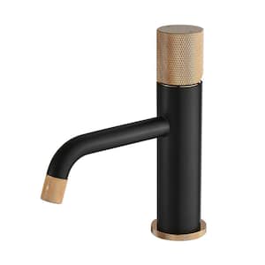 Single Handle Single Hole Bathroom Faucet with Spot Resistant in Black and Gold