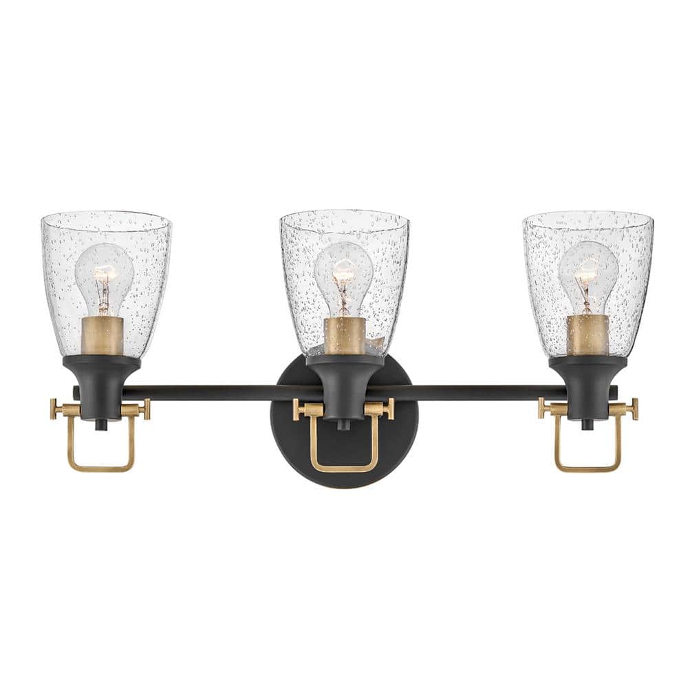 Easton Black and Brass 3-Light Vanity Fixture