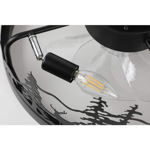 ファンタジーライフ JUSHENG 17.71 in. Farmhouse Black Ceiling Fan with Light