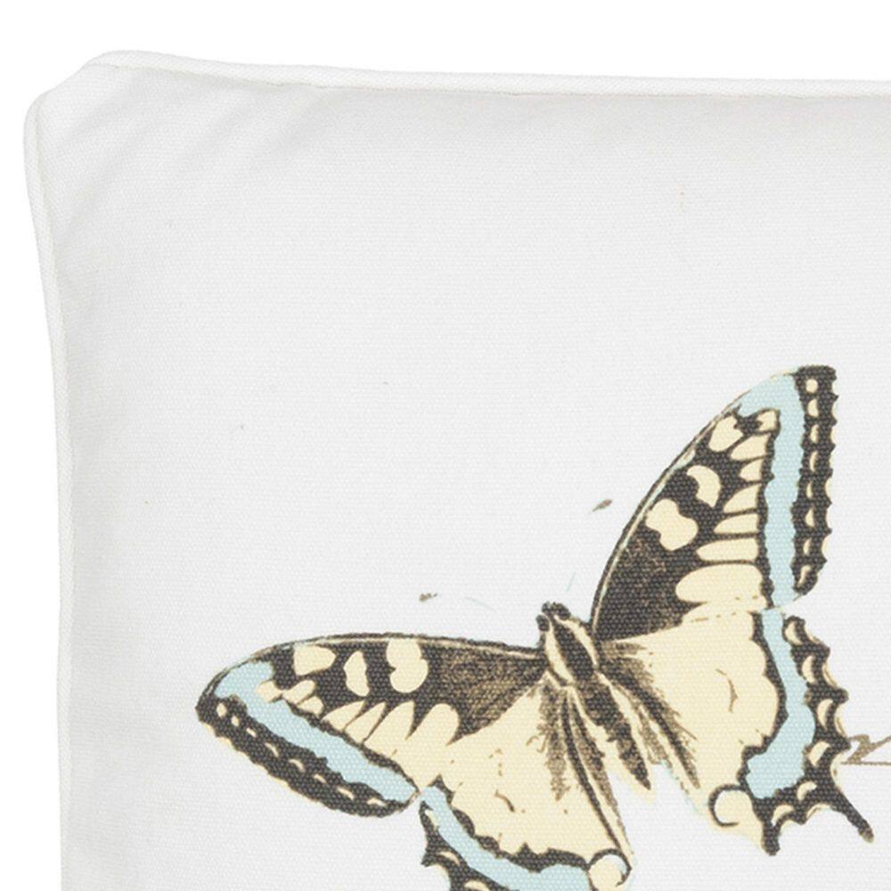 White Cotton Rectangular Butterfly Embroidered Throw Pillow