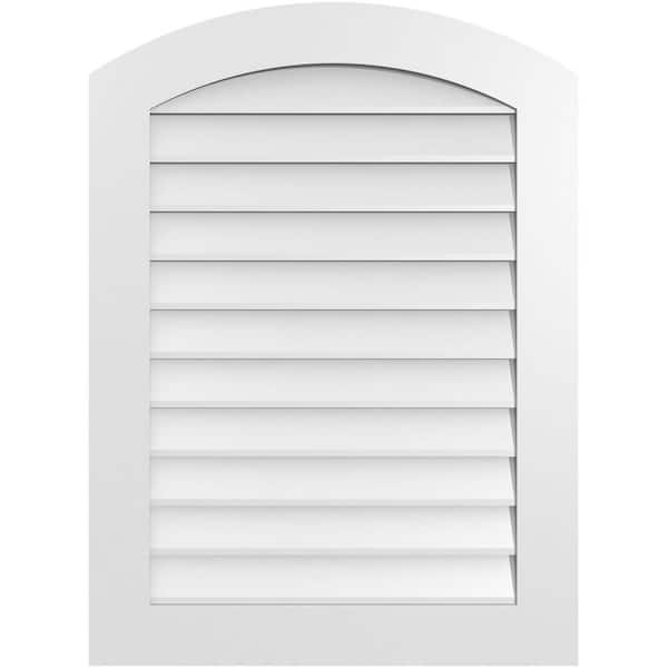 Ekena Millwork 28 in. x 38 in. Arch Top Surface Mount PVC Gable Vent: Functional with Standard Frame