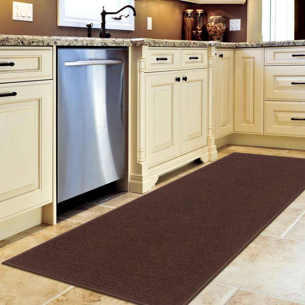 Brown Synthetic Non-Slip Rectangle Area Rug 2'2" x 6'