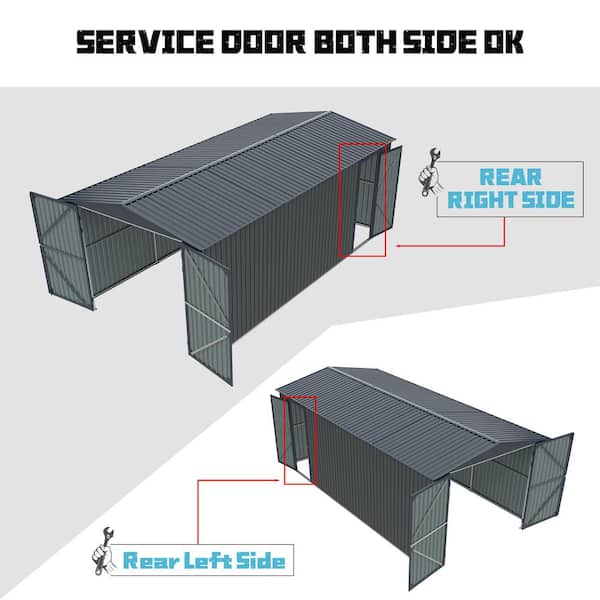 13 ft. x 20 ft. Black Metal Garage Utility Tool House with 2-Doors
