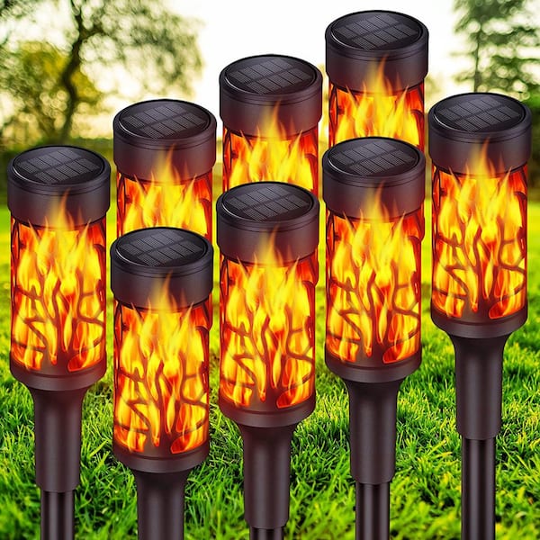 Solar Torch Lights Outdoor, BUCASA Upgraded Extra-Bright with Dancing Flickering Flames, Landscape Decoration Flame Lights for Garden Pathway Light (S