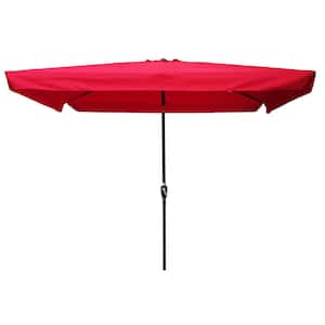 10 x 6.5 ft. Rectangular Patio Umbrella Outdoor Market Umbrellas with Crank and Push Button Tilt in Red