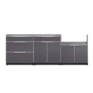 Slate Gray 4-Piece 97 in. W x 36.5 in. H x 24 in. D Outdoor Kitchen Cabinet Set with Covers