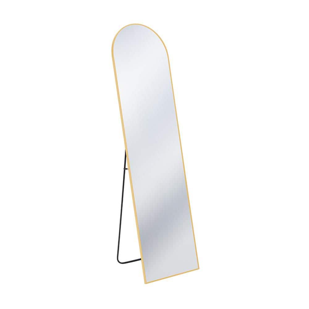 Gold 16 in. W x 59 in. H Modern Arch Glass Framed Mirror Wall Mirror Wall D