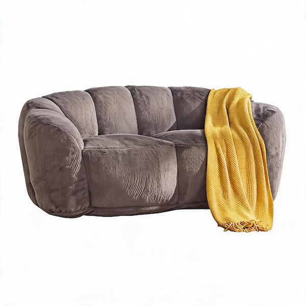 CozyNest 59 in. Oversized Bean Bag Loveseat Sofa Brown Faux Fur durable construction