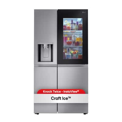 27 cu. ft. Side-By-Side Refrigerator with Instaview Glass, Craft Ice, and Recessed Handles in PrintProof Stainless Steel