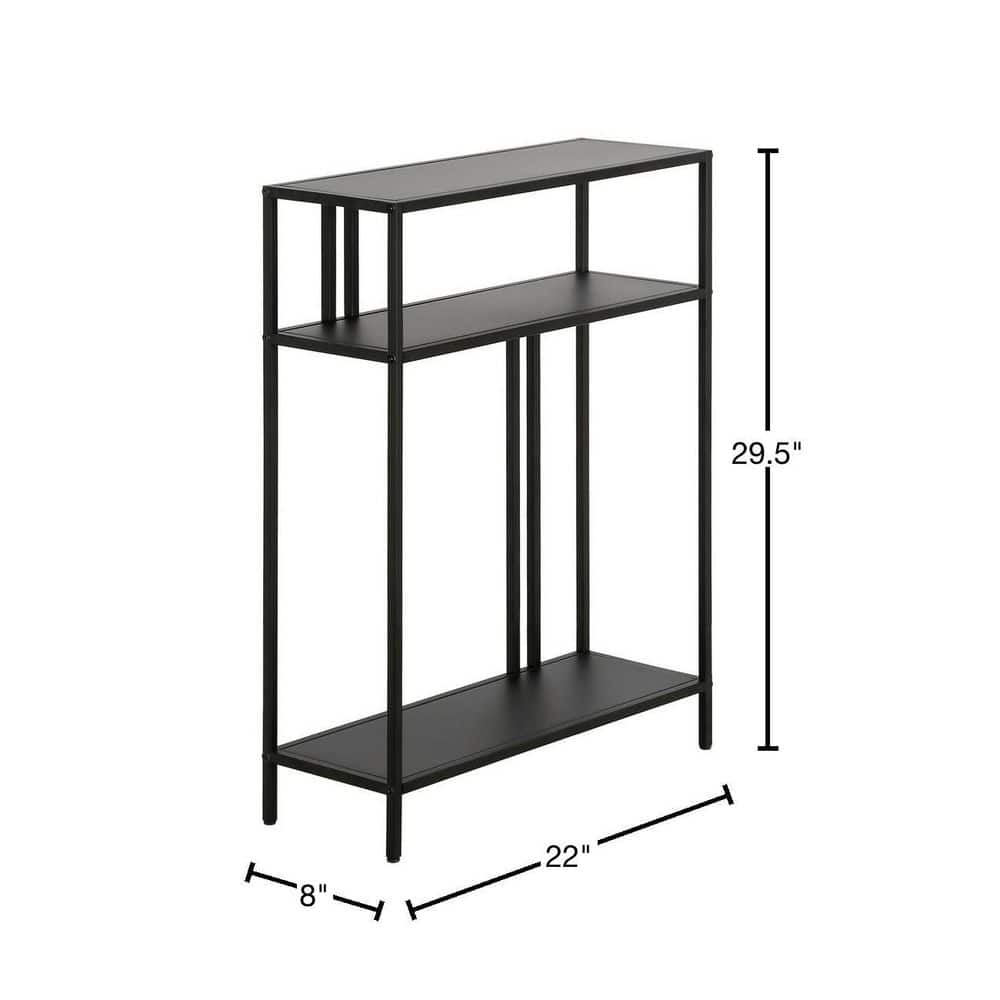 Blackened Bronze Metal and Glass Hallway Console Table