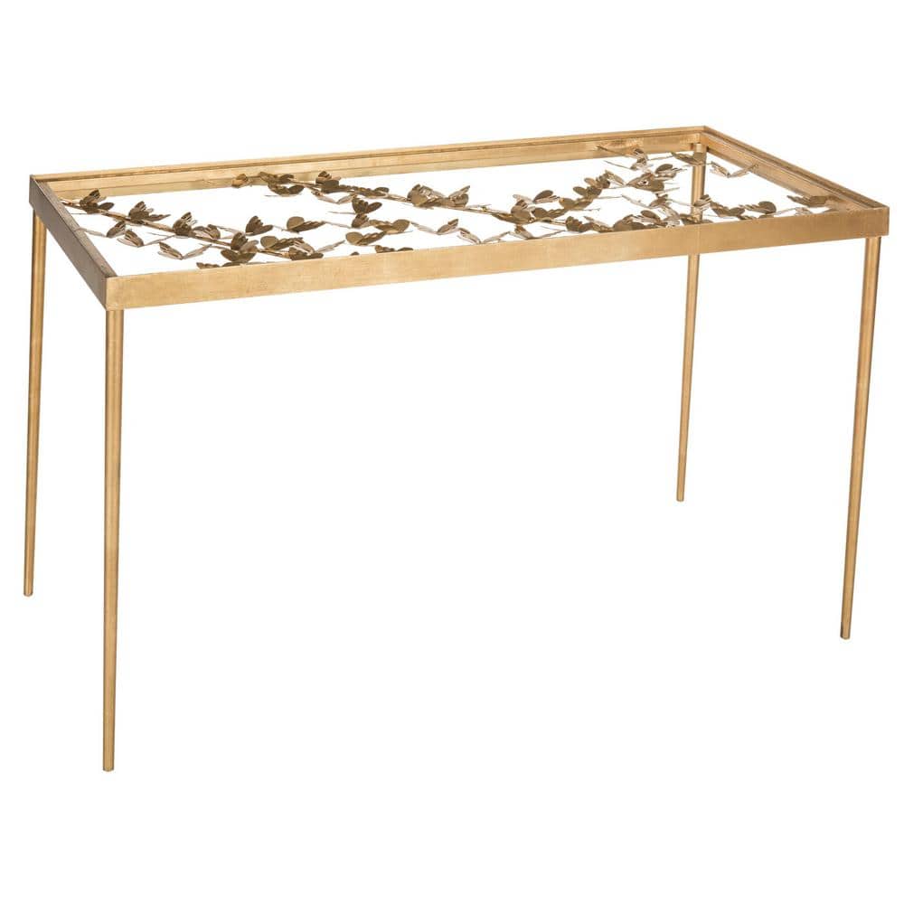 Ethereal Gold 47" Glass-Top Home Office Desk with Drawer