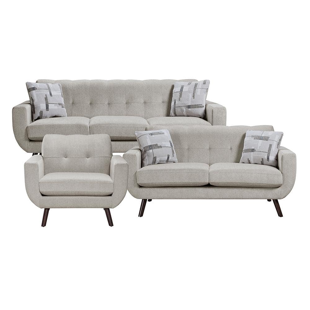 Lbiza 86.5 in. W Straight Arm Microfiber Rectangle 3-Piece Living Room Sofa