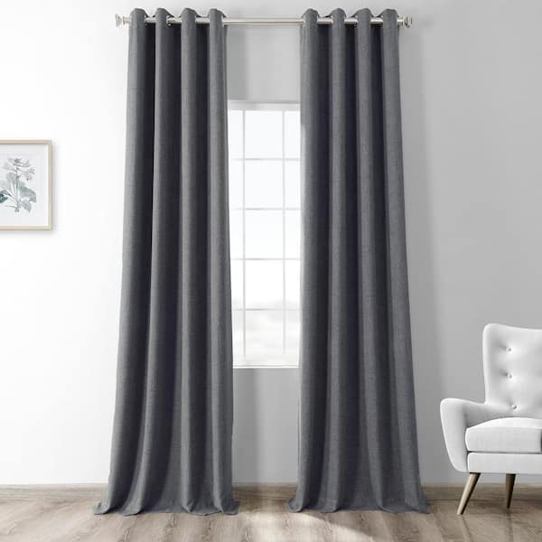 Exclusive Fabrics & Furnishings Modern Grey Solid Grommet Room Darkening Curtain - 50 in. W x 108 in. L