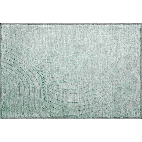 Mayfield Premium Machine Washable Abstract AMF2107 Mint 2 ft. x 3 ft. Accent Rug