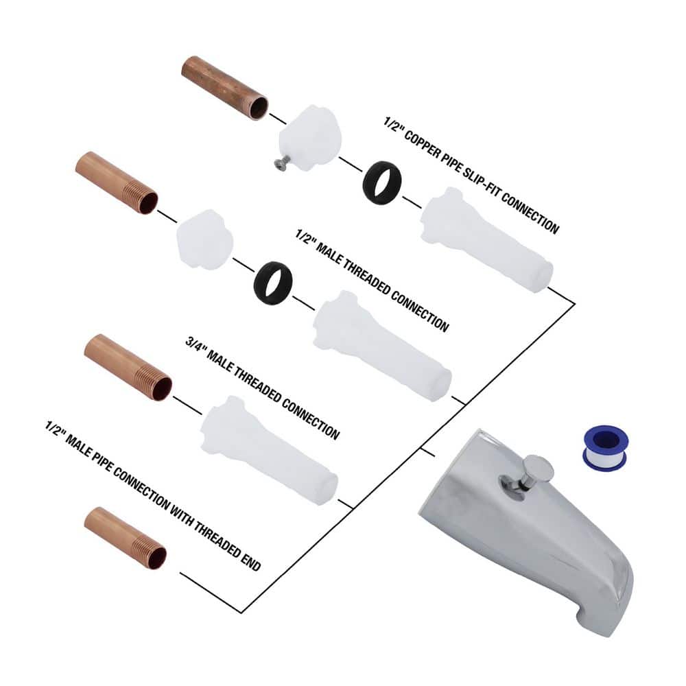 Chrome Universal Fit Tub Spout with Diverter