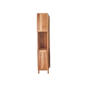 Signific ado Linen Cabinet, 14 in. W x 16 in. D x 79 in. H, Brown Natural Teak Wood Free Standing Linen Cabinet 2-Doors