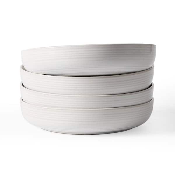 Set of 4 Pasta Bowls 33 oz Capacity with Double Reactive Glaze and Stackable Design