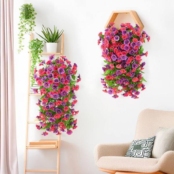 18.9 in. Multi-Colored Outdoor Artificial Hanging Orchid Flower