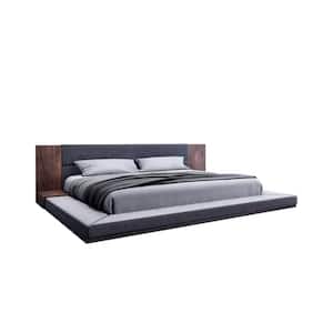 Brown Wood Frame King Panel Bed