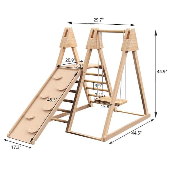 Brown 4-in-1 Juniper Indoor Freestanding Foldable Wooden