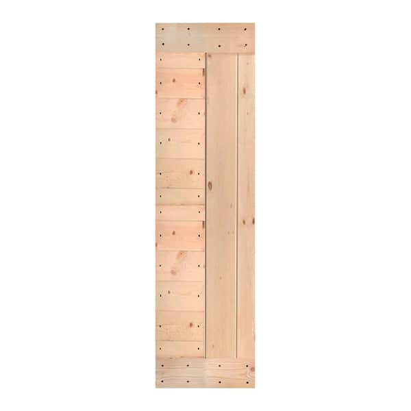 ISLIFE L Series 24 in. x 84 in. Unfinished Solid Wood Barn Door Slab - Hardware Kit Not Included