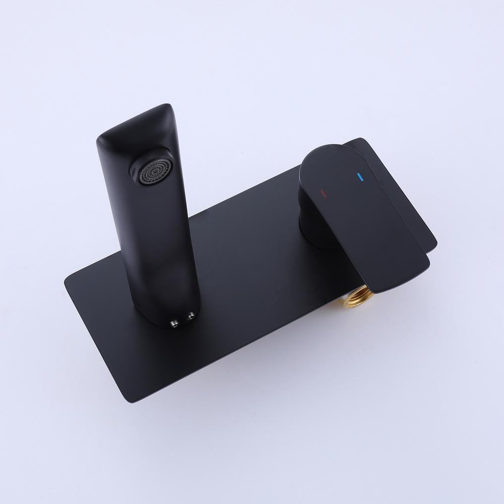 Matte Black Single-Handle Wall-Mount Bathroom Faucet